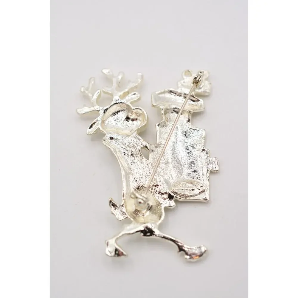 Danecraft Vintage Reindeer Pin Brooch Christmas Gifts NOS Signed 1980s BinAH
